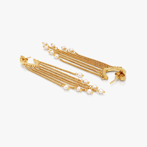 Kira Silver Huggies Pearl Earrings