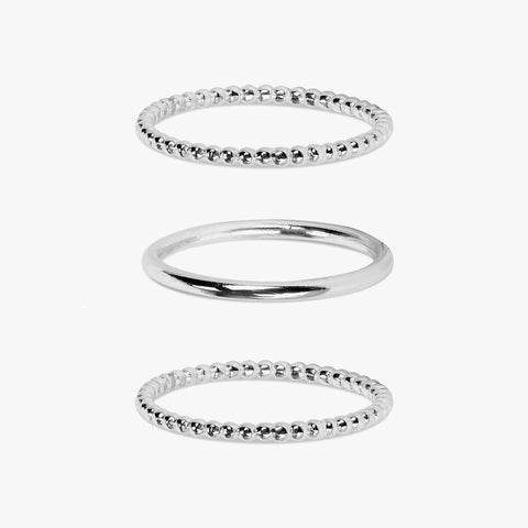 Noor Silver Adjustable Ring Set