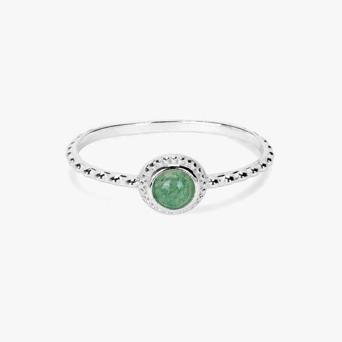 Lily Silver Aventurine Adjustable Ring