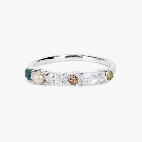 Ava Multi Gemstone Adjustable Ring