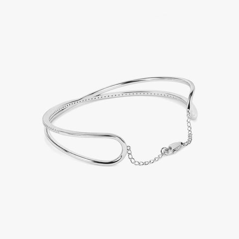Hemi Silver Zirconia Bangle