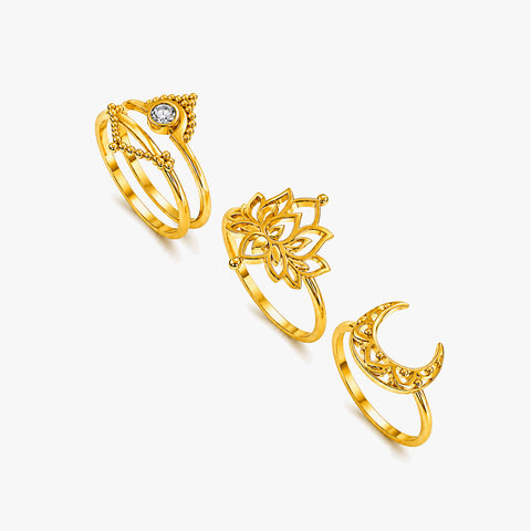 Lily Silver Adjustable Ring Set