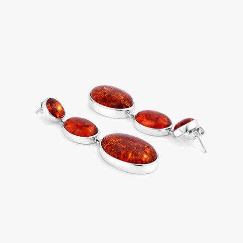 Rosa Silver Amber Earrings