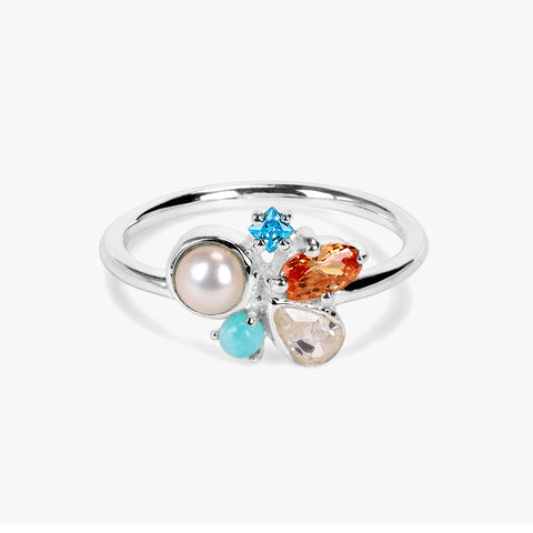 Anna Multi Gemstone Adjustable Ring