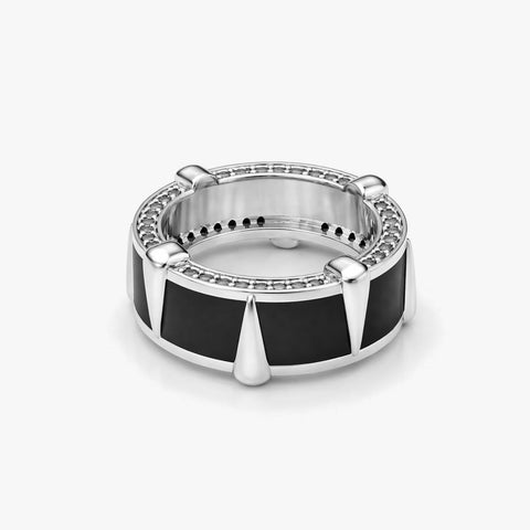 Cruz Silver Enamel Adjustable Ring