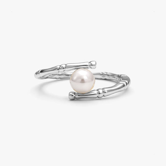 Lily Silver Pearl Adjustable Ring