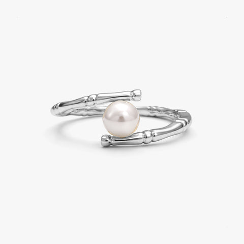 Lily Silver Pearl Adjustable Ring