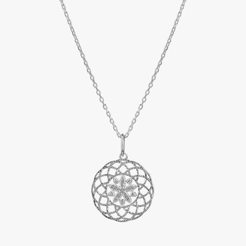 Zoe Silver Floral Pendant