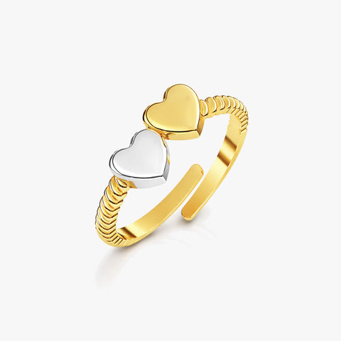 Kira Silver Adjustable Two Tone Ring