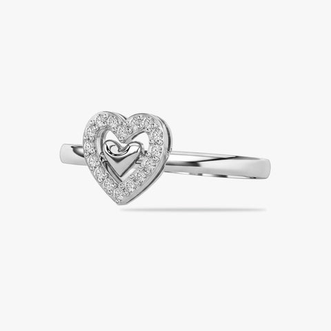 Miva Silver Heart Adjustable Ring