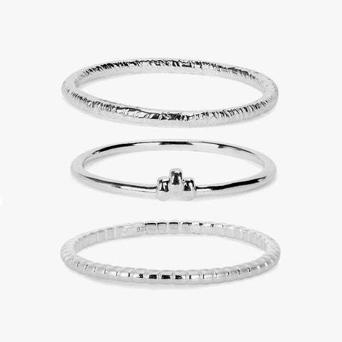 Lily Silver Adjustable Ring Set