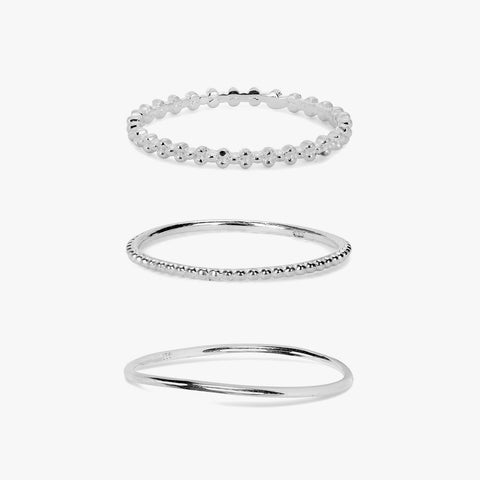 Lucy Silver Adjustable Ring Set