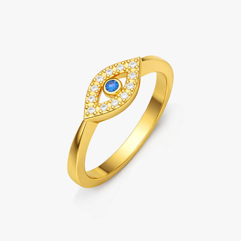 Veya Silver Adjustable Evil Eye Ring