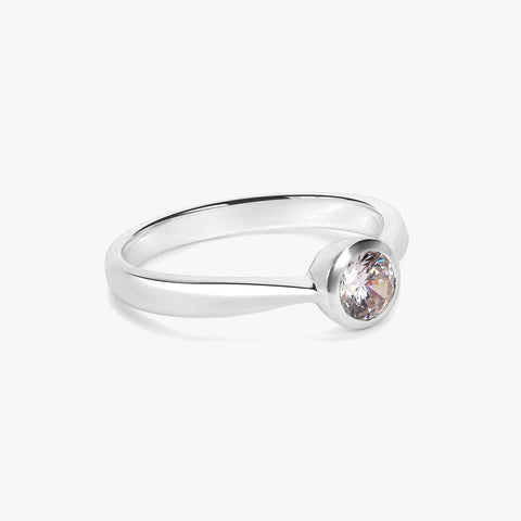 Sara Silver Diamond Adjustable Ring