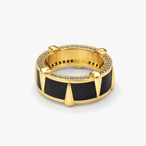 Cruz Silver Enamel Adjustable Ring