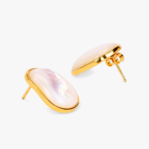 Roe Silver Shell Pearl Earrings