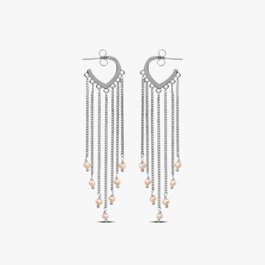 Kira Silver Huggies Pearl Earrings