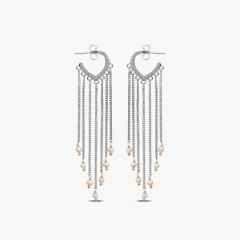 Kira Silver Huggies Pearl Earrings