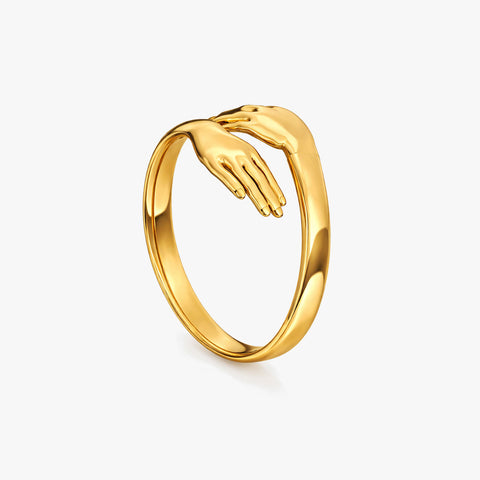 Nora Silver Hug Hands Adjustable Ring