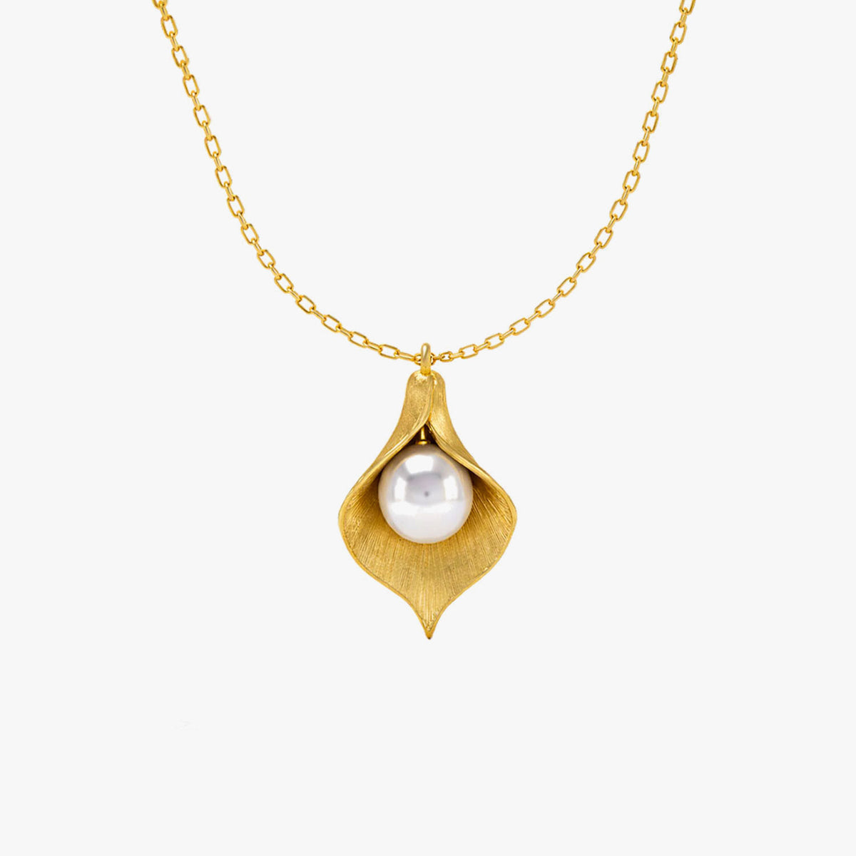 Anna Silver Pearl Leaf Necklace