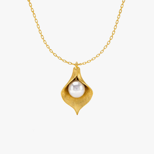 Anna Silver Pearl Leaf Necklace