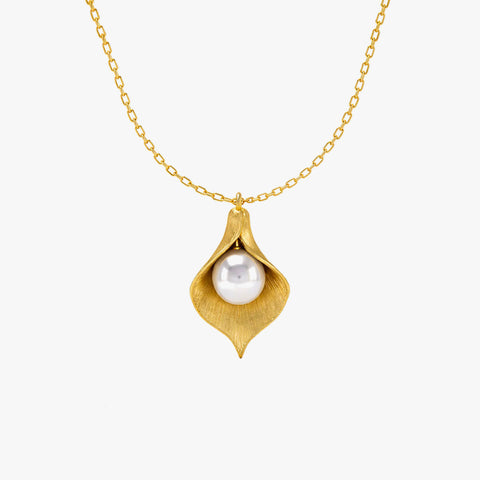 Anna Silver Pearl Leaf Necklace