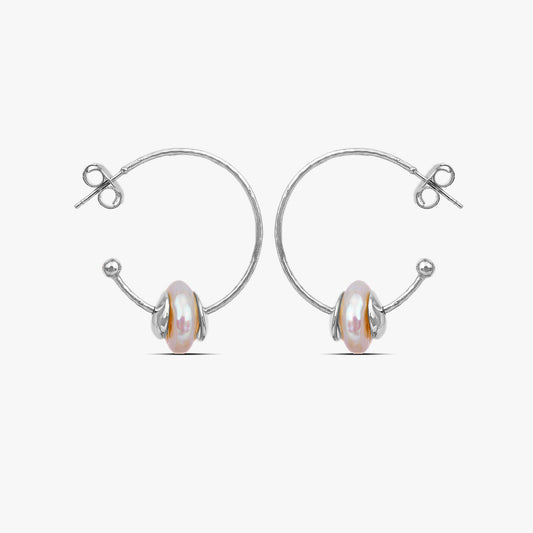 Juno Silver Huggies Pearl Earrings
