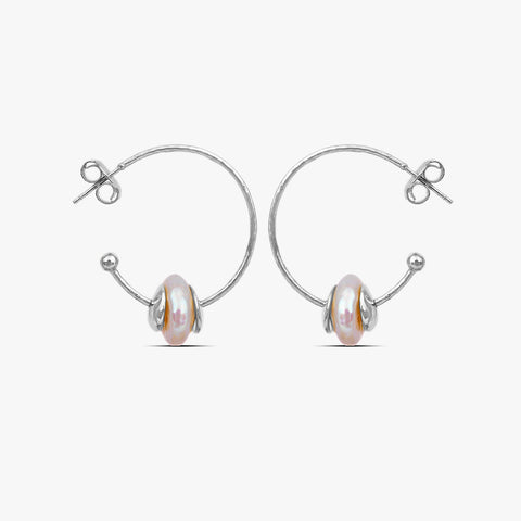 Juno Silver Huggies Pearl Earrings