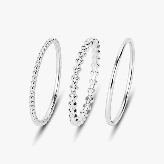 Lucy Silver Adjustable Ring Set