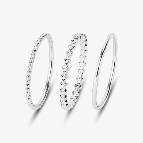 Lucy Silver Adjustable Ring Set
