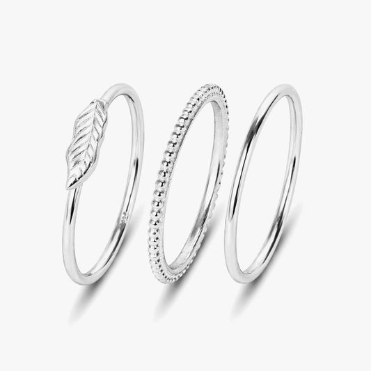 Cora Silver Adjustable Rings Set