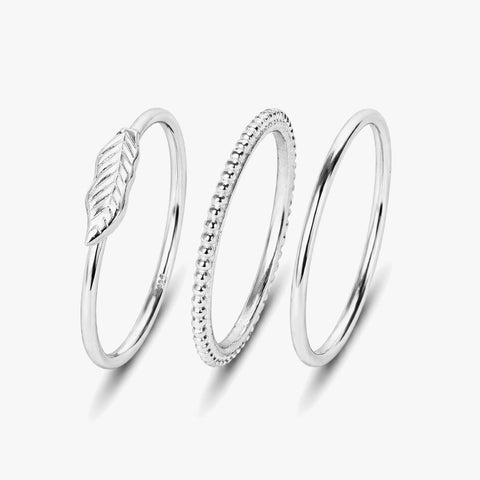 Cora Silver Adjustable Rings Set