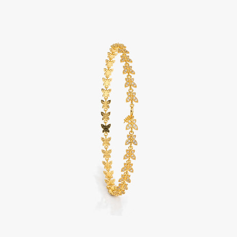 Quni Silver Butterfly Zirconia Anklet