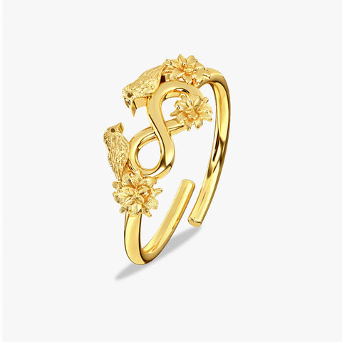 Aery Silver Birds Adjustable Ring