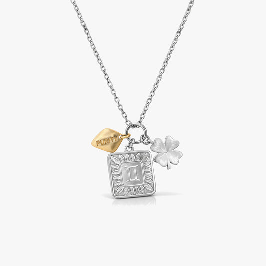 Kaia Two Tone Gemini Zodiac Pearl Necklace