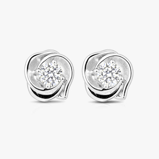 Ria Silver Diamond Stud Earrings