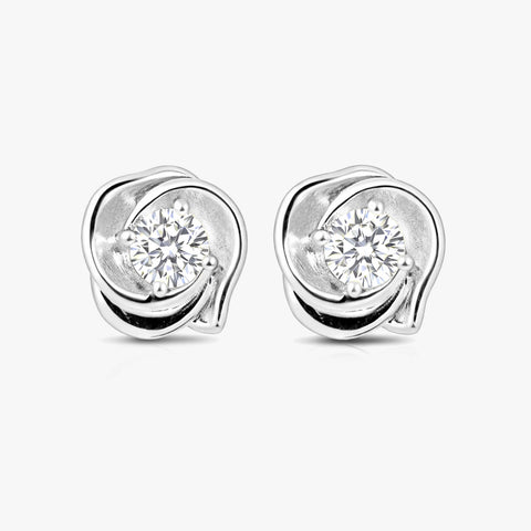 Ria Silver Diamond Stud Earrings