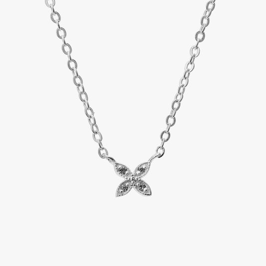 Lily Silver Floral Zirconia Necklace