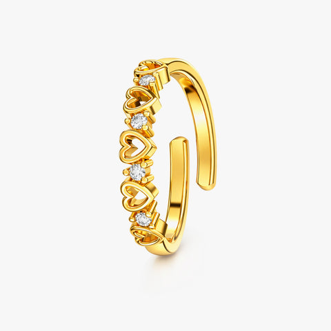 Dami Silver Heart Zirconia Adjustable Ring