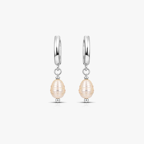 Zeni Silver Pearl Earring Set