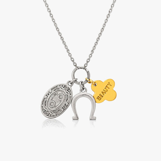 Luna Two Tone Cancer Zodiac Necklace