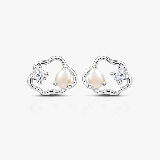Lily Silver Zirconia Pearl  Earrings