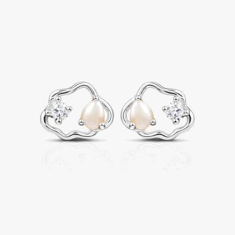 Lily Silver Zirconia Pearl  Earrings