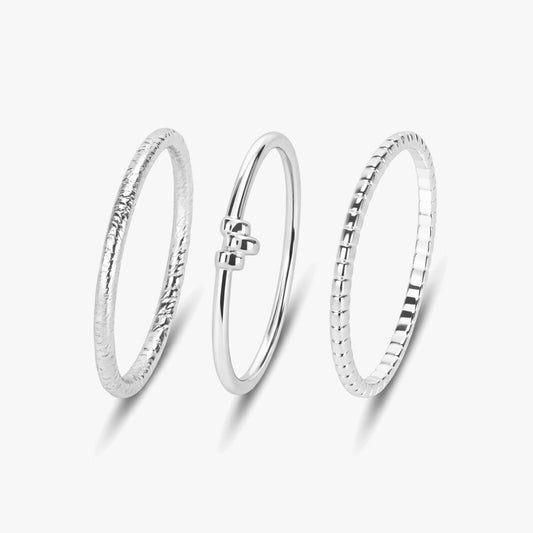 Lily Silver Adjustable Ring Set