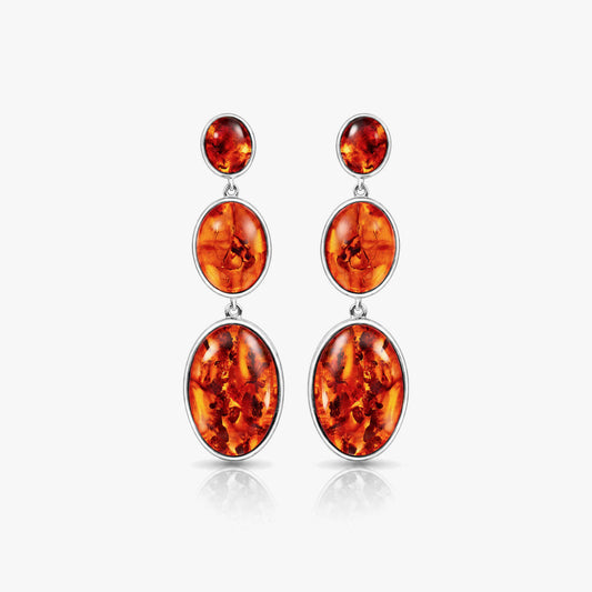 Rosa Silver Amber Earrings