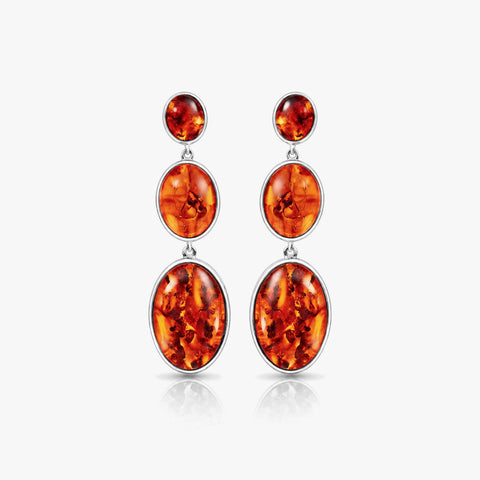 Rosa Silver Amber Earrings