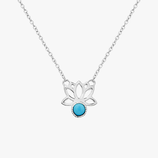 Lily Silver Magnesite Floral Necklace