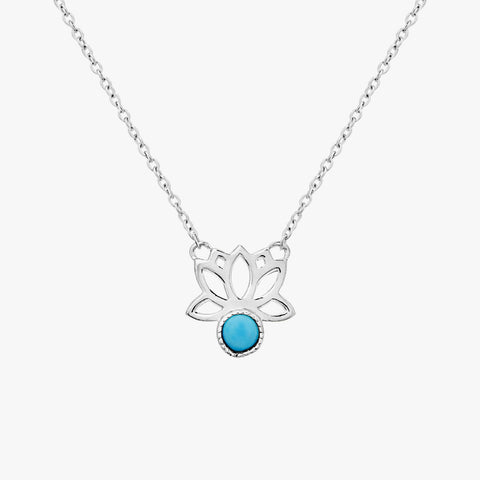 Lily Silver Magnesite Floral Necklace