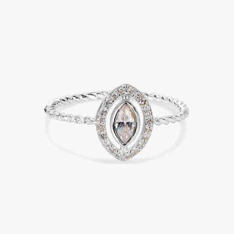 Mia Silver Zirconia Adjustable Ring
