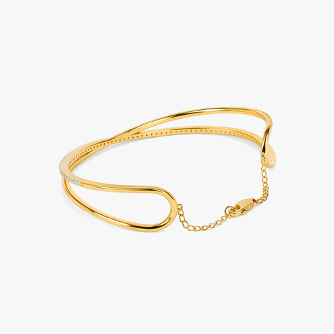 Hemi Silver Zirconia Bangle